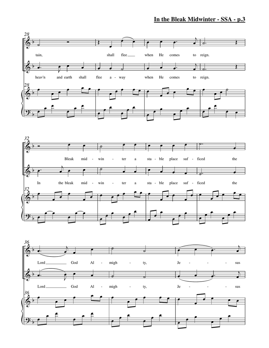In the Bleak Midwinter (SSA) SSA scores gallery preview page 4