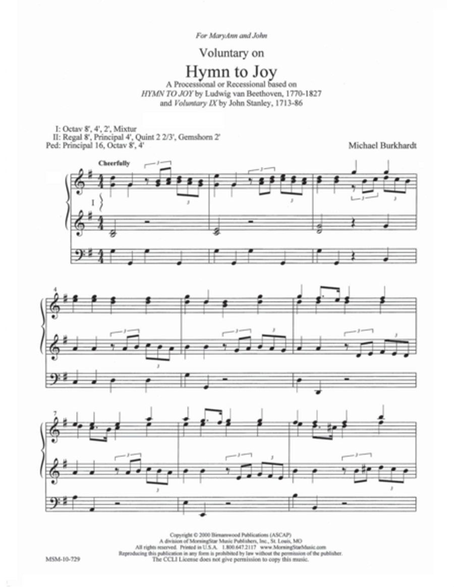 Voluntary on Hymn to Joy Organ scores gallery preview page 1