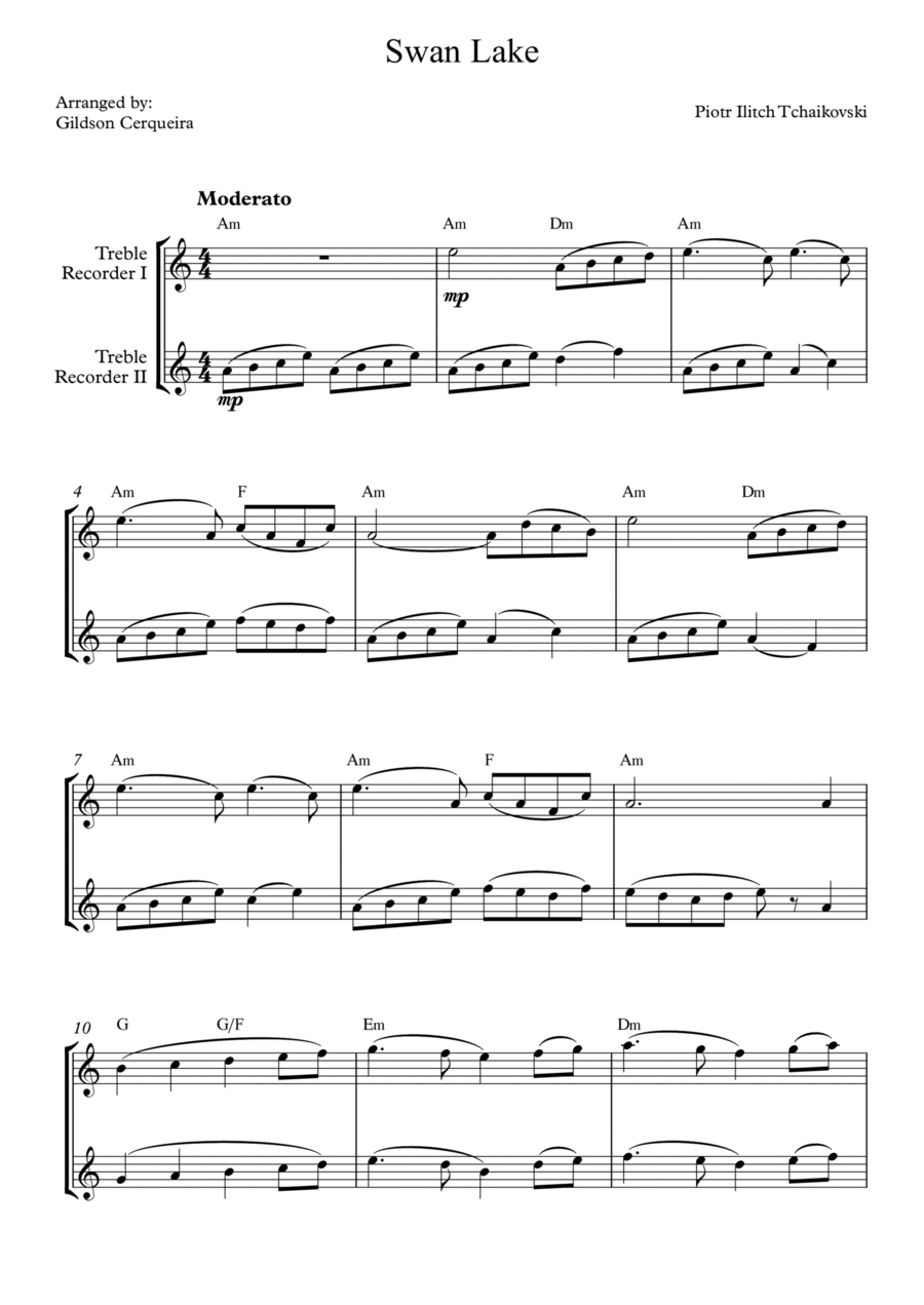 Swan Lake Woodwind Duet scores gallery preview page 1