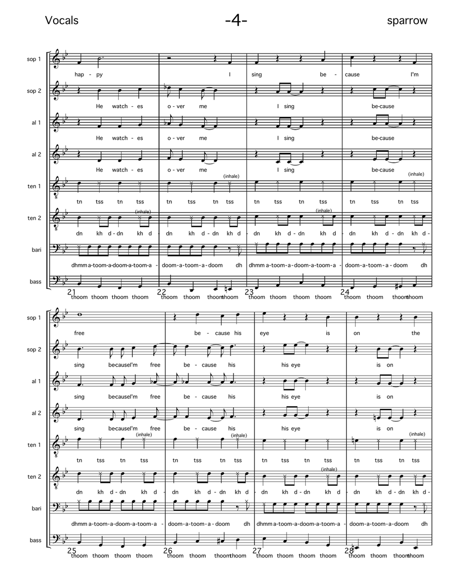 His Eye Is On The Sparrow Divisi scores gallery preview page 4