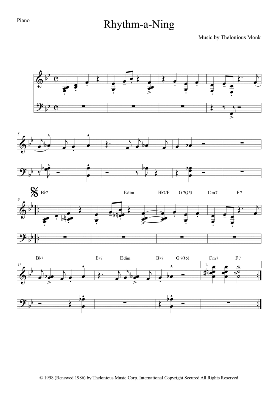 Rhythm-a-ning Piano, Vocal, Guitar scores gallery preview page 1
