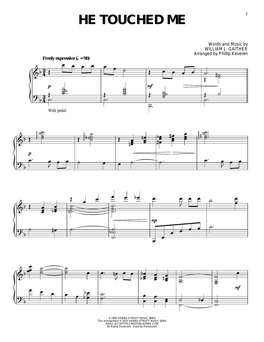 He Touched Me (arr. Phillip Keveren) Piano Solo scores gallery preview page 1
