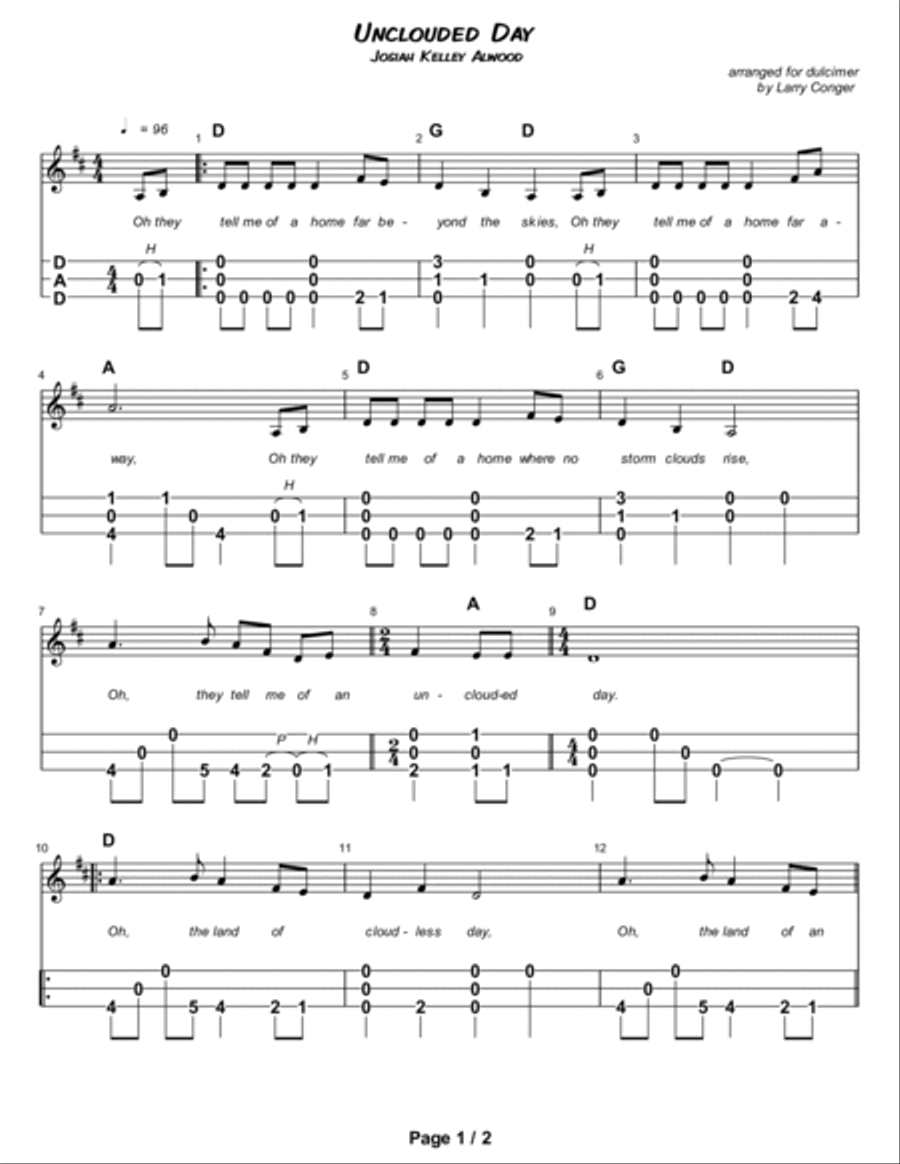 The Unclouded Day Dulcimer scores gallery preview page 2