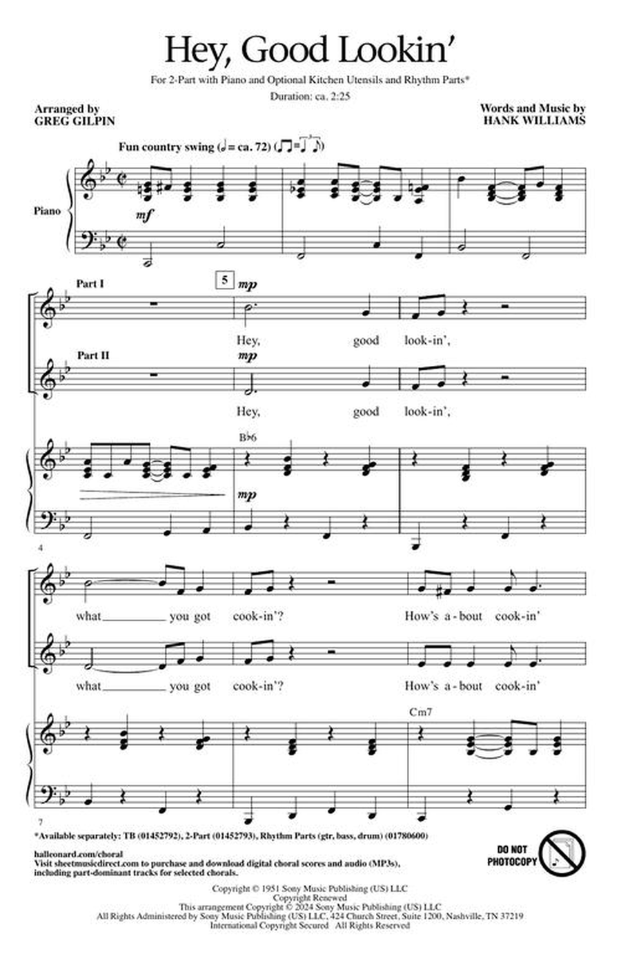 Hey, Good Lookin' 2-Part scores gallery preview page 3