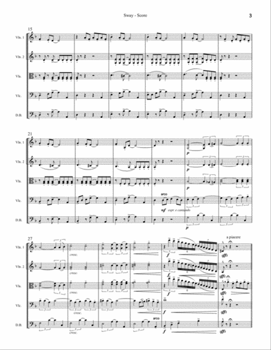 Sway (Quien Sera) String Orchestra scores gallery preview page 3