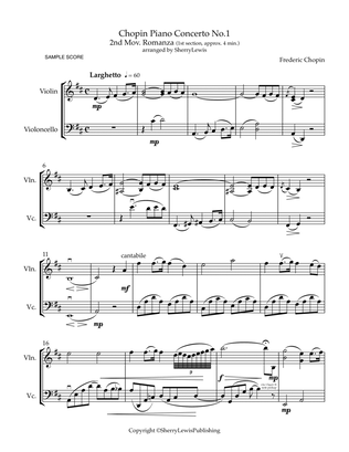 Chopin Piano Concerto No. 1, 2nd Movement - Romanza-, first theme for String Duo