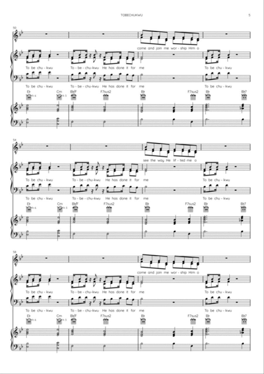Tobechukwu Piano, Vocal, Guitar scores gallery preview page 5