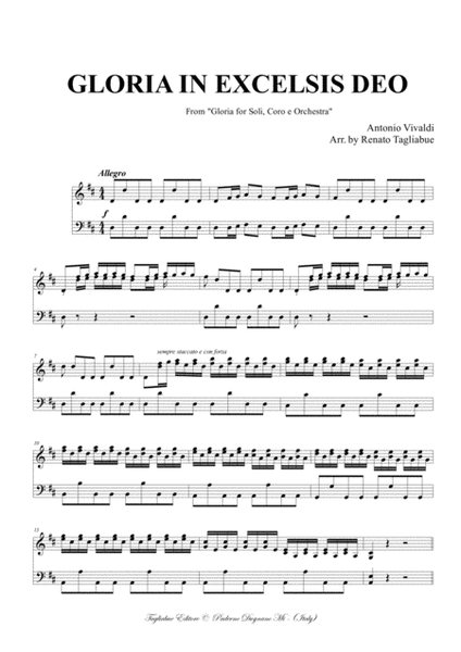GLORIA IN EXCELSIS DEO - From "Gloria - RV 589 - Vivaldi" - For SATB Choir and Piano/Organ image number null