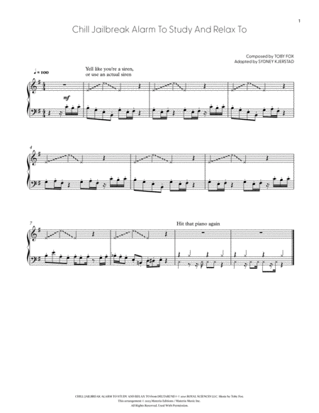 Chill Jailbreak Alarm to Study and Relax to (DELTARUNE Chapter 2 - Piano Sheet Music)