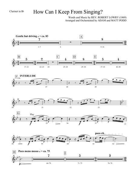 How Can I Keep from Singing (arr. Matt and Adam Podd) - Clarinet