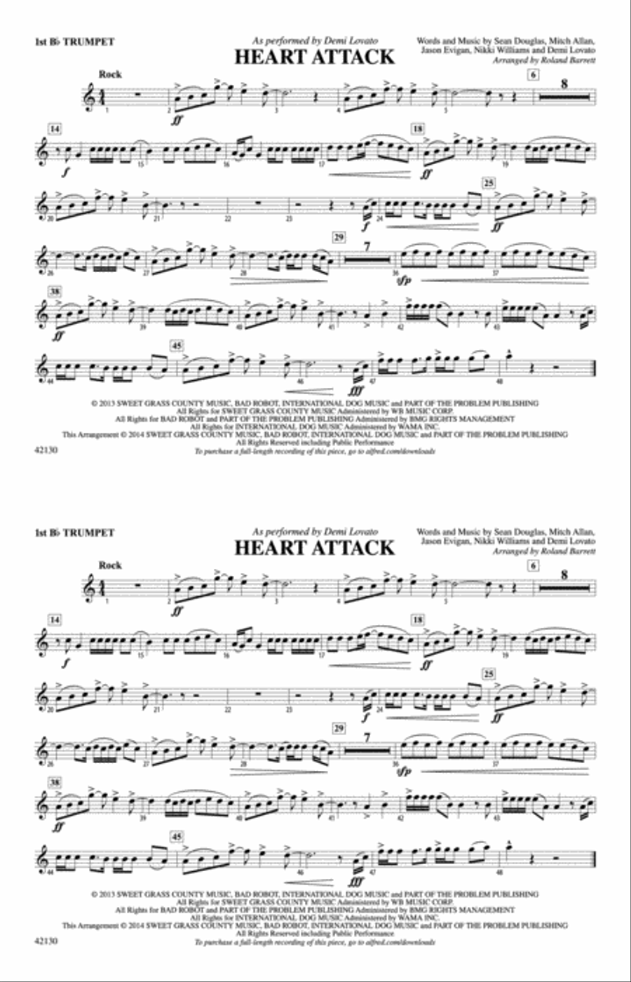 Heart Attack: 1st B-flat Trumpet Marching Band scores gallery preview page 1