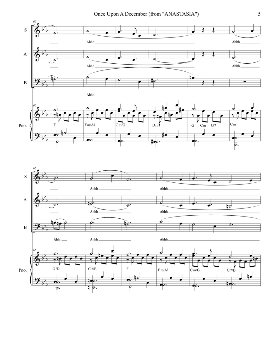 Once Upon A December from the Twentieth Century Fox Motion Picture ANASTASIA 3-Part scores gallery preview page 5