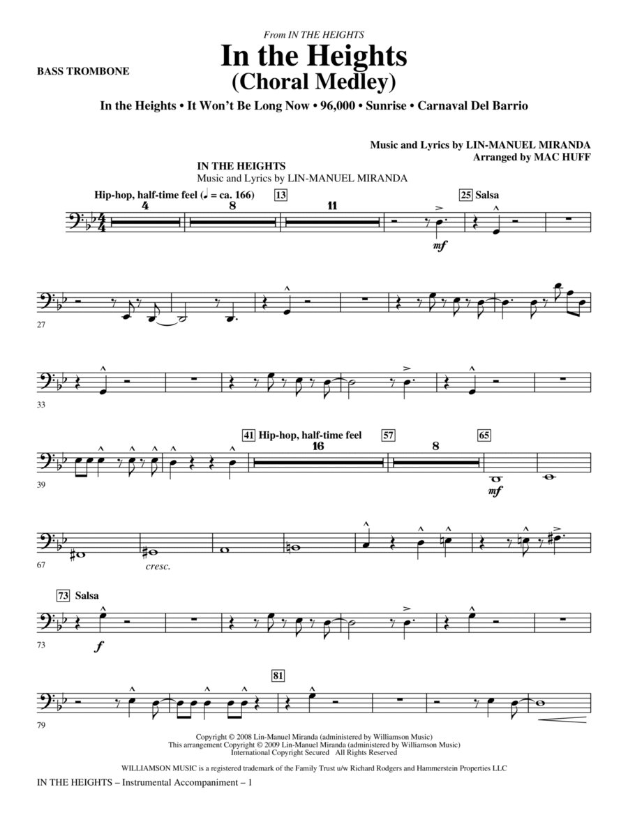 In The Heights (Choral Medley) (arr. Mac Huff) - Bass Trombone