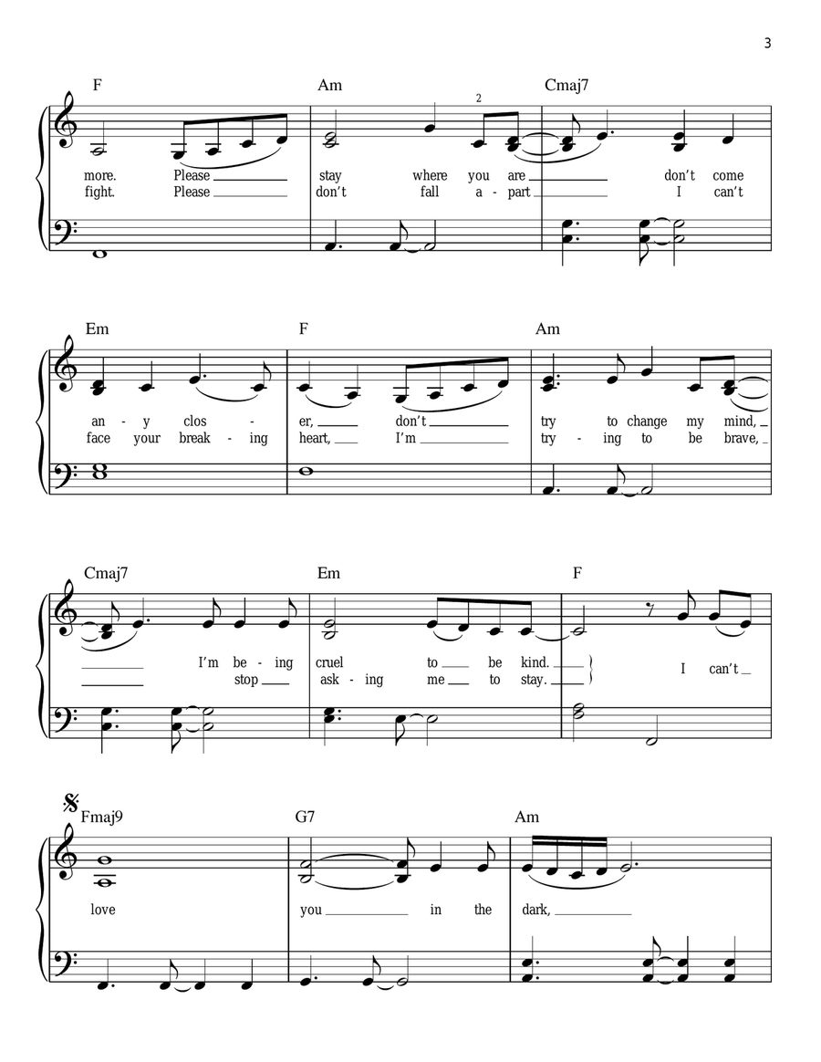 Love In The Dark Easy Piano scores gallery preview page 3