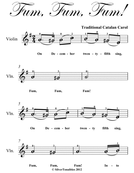 Fum Fum Fum Easy Violin Sheet Music