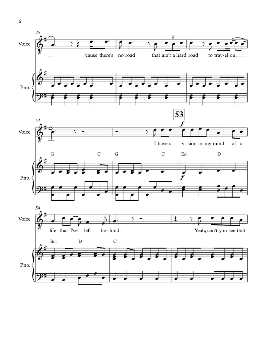 Hard Road Piano, Vocal, Guitar scores gallery preview page 6