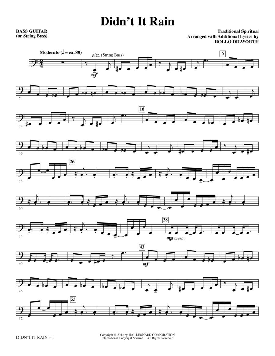 Didn't It Rain - Bass Didn't It Rain - Bass Choir scores gallery preview page 1