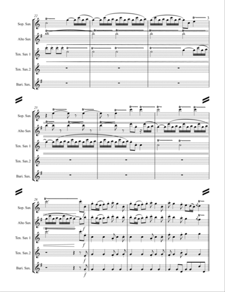 Vivaldi - La primavera - I. Allegro from The Four Seasons (for Saxophone Quintet SATTB) Saxophone Quintet scores gallery preview page 4