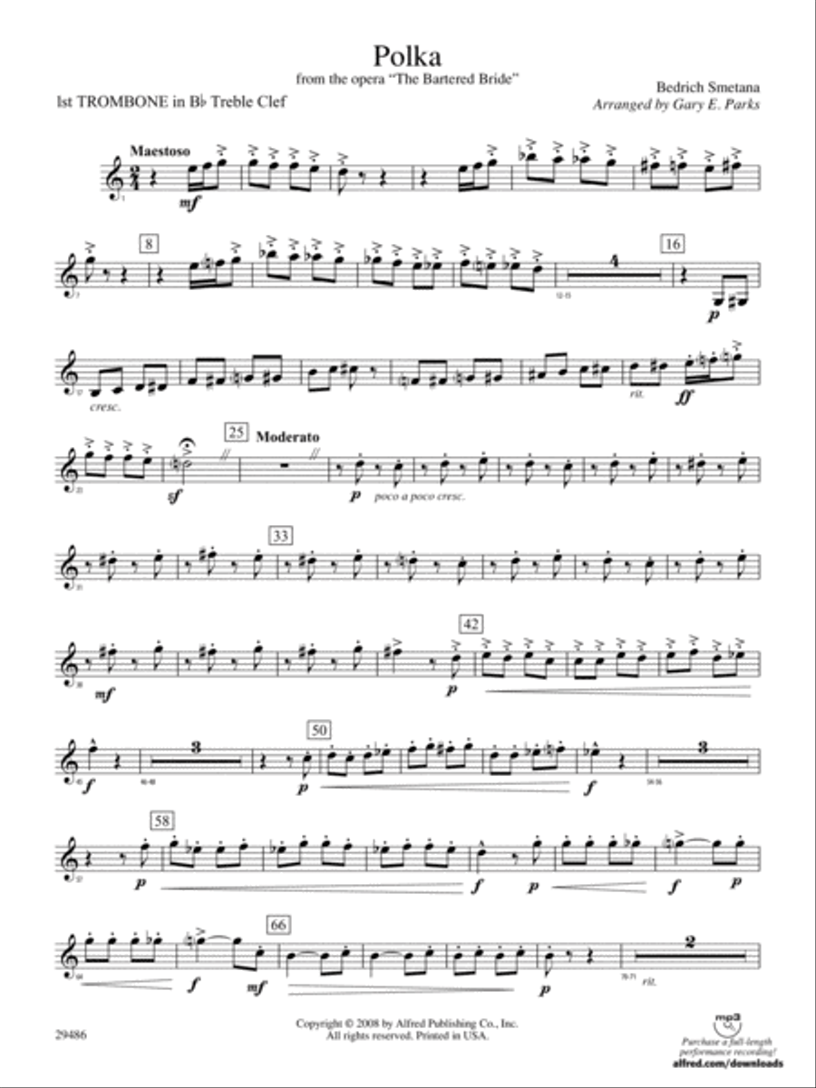 Polka from The Bartered Bride: (World Part) 1st B-flat Trombone T.C. Concert Band scores gallery preview page 1