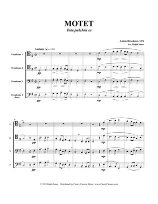 Book cover for Motet - Tota pulchra es - for Trombone Quartet