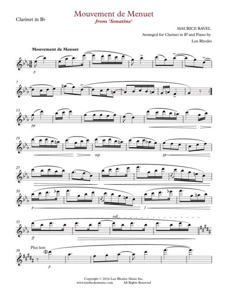 Mouvement de Menuet  from 'Sonatine' by Maurice Ravel