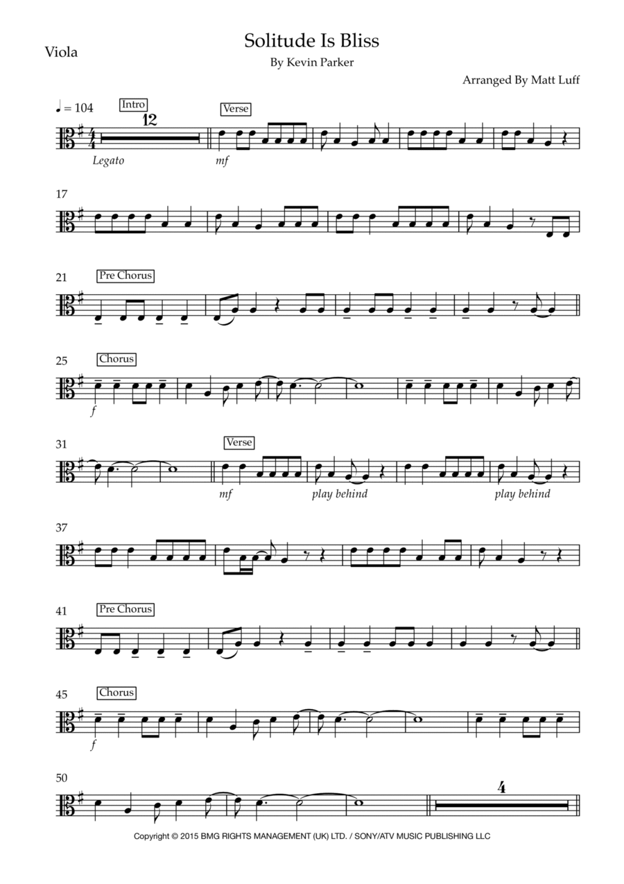 Solitude Is Bliss Viola Solo scores gallery preview page 1