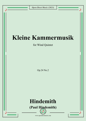 Book cover for Hindemith-Kleine Kammermusik(1922),Op.24 No.2