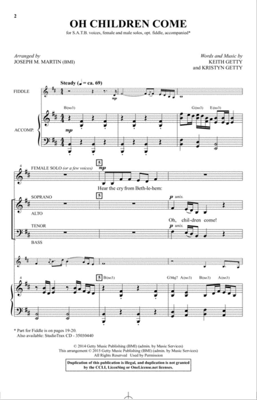 Oh Children Come 4-Part scores gallery preview page 1