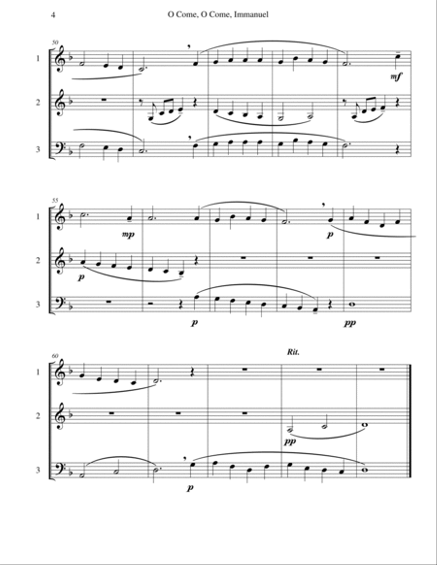 Immanuel (Emmanuel) - Brass Trio, O Come Brass Trio scores gallery preview page 5