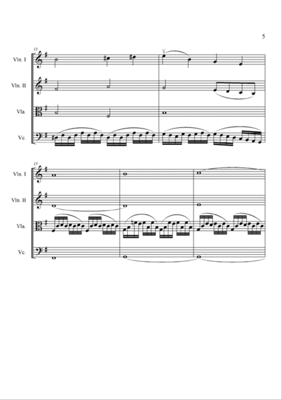 Bach cello suite n.1 for string quartet - Prelude String Quartet scores gallery preview page 4