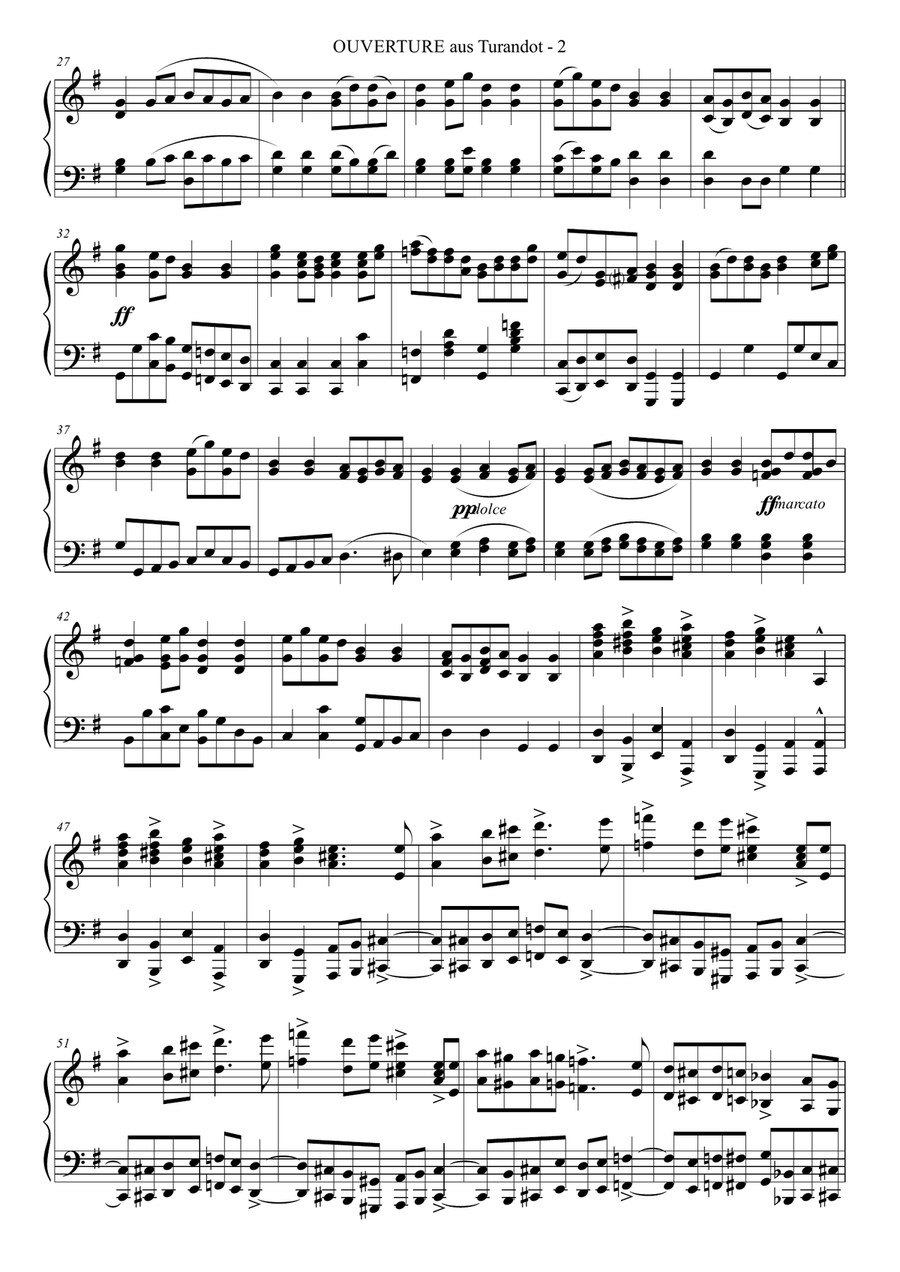 Overture from TURANDOT - for Piano solo image number null