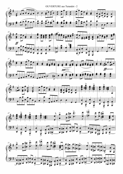 Overture from TURANDOT - for Piano solo
