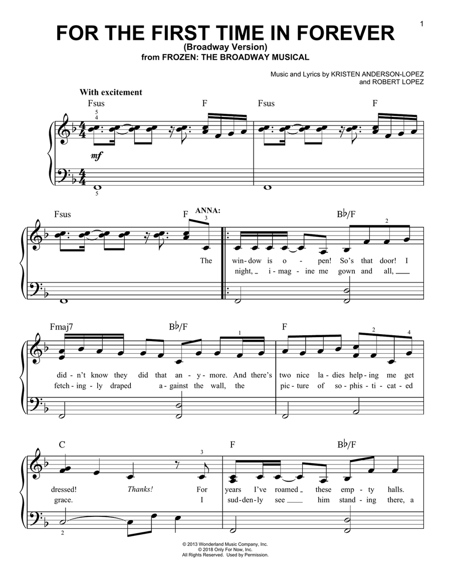 For The First Time In Forever (from Frozen: The Broadway Musical)