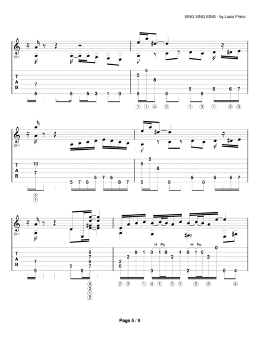 Sing, Sing, Sing Sing, Sing, Sing Electric Guitar scores gallery preview page 5