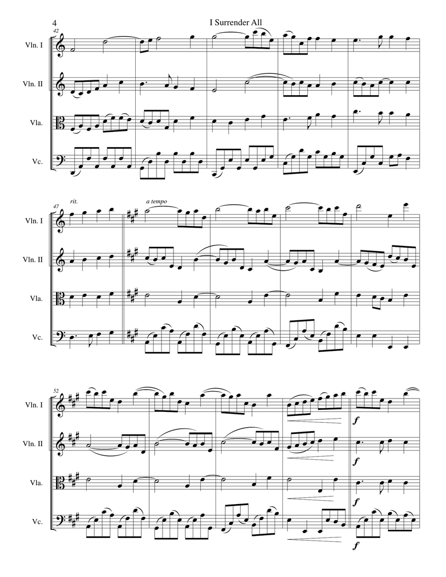 I Surrender All String Quartet scores gallery preview page 4