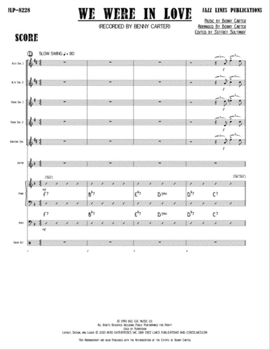 We Were In Love Saxophone Ensemble scores gallery preview page 4