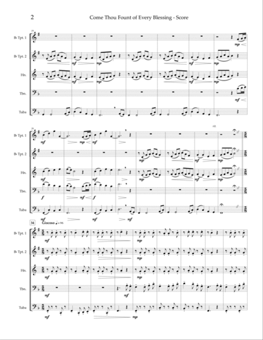 Come, Thou Fount of Every Blessing - brass quintet Brass Quintet scores gallery preview page 4
