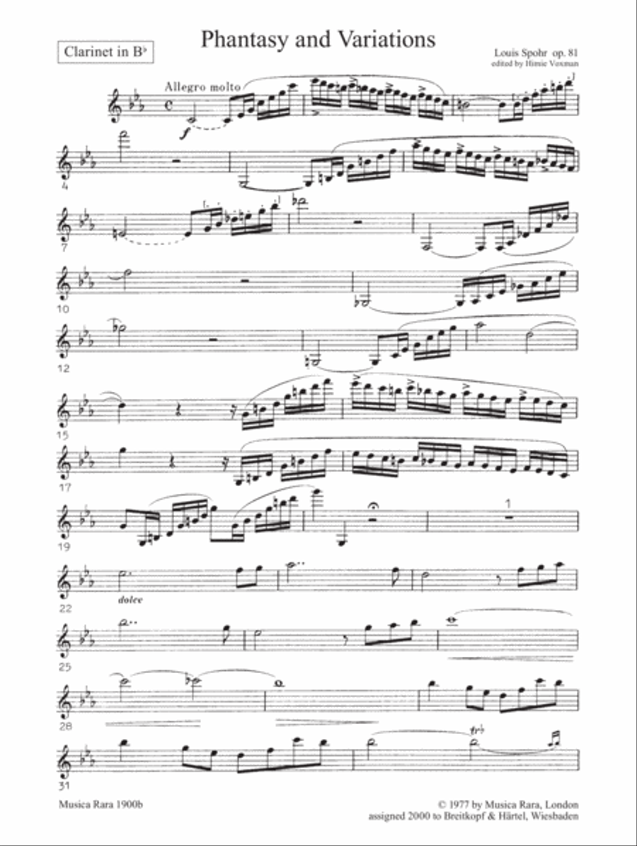 Phantasy and Variations on a Theme of Danzi Op. 81 Set of Parts scores gallery preview page 2