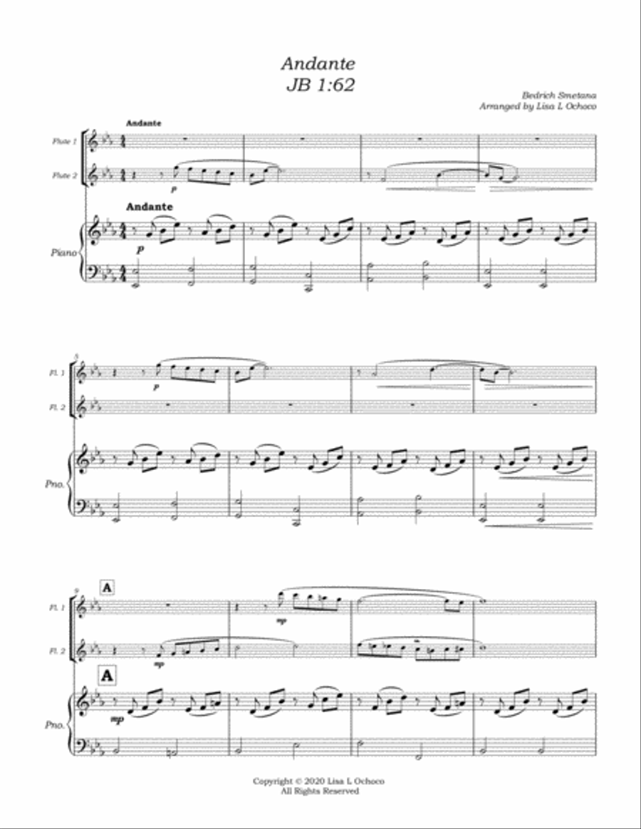 Andante JB 1:62 for Flute Duet and Piano Flute Duet scores gallery preview page 5