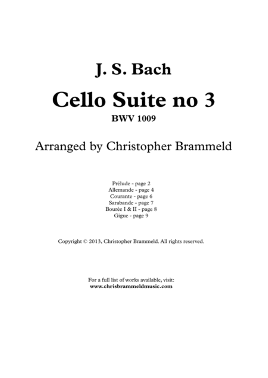 Cello Suite No. 3 Clarinet Solo scores gallery preview page 1