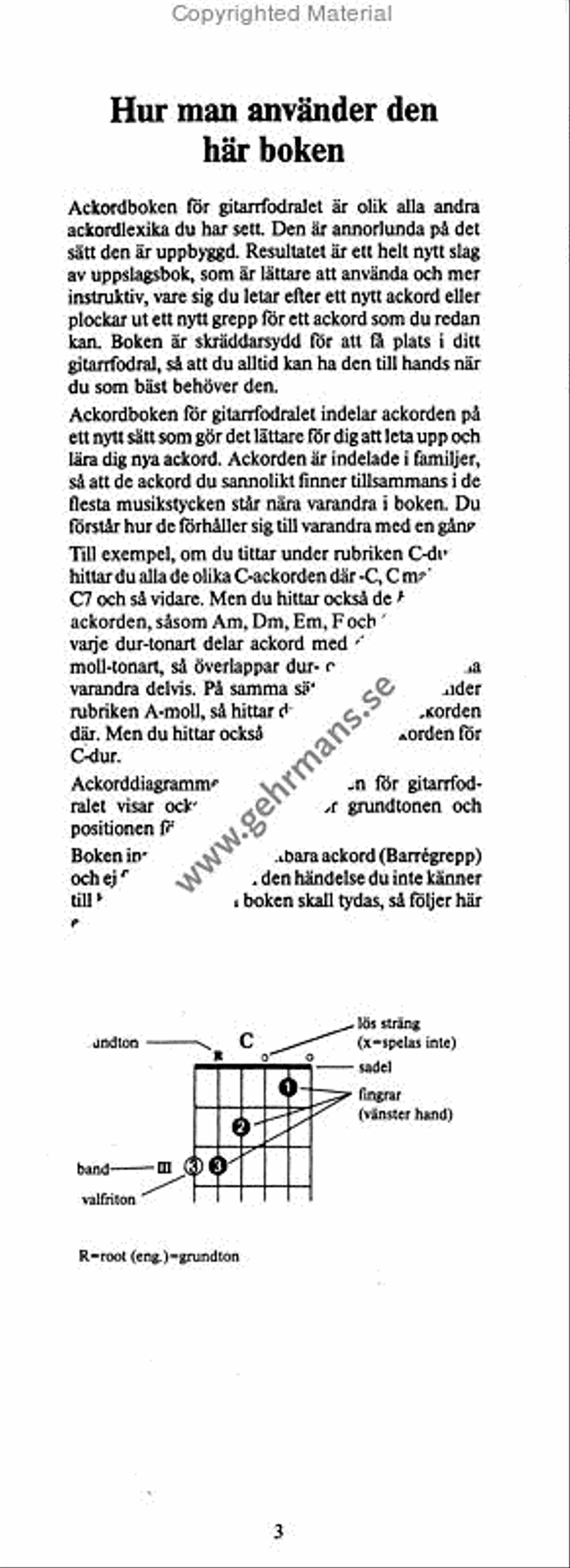 Ackordboken for gitarrfodralet