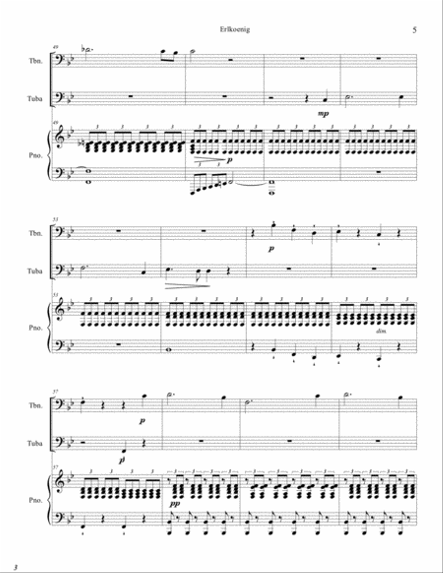 Erlkoenig for Trumbone, Tuba, Piano Brass Duet scores gallery preview page 5