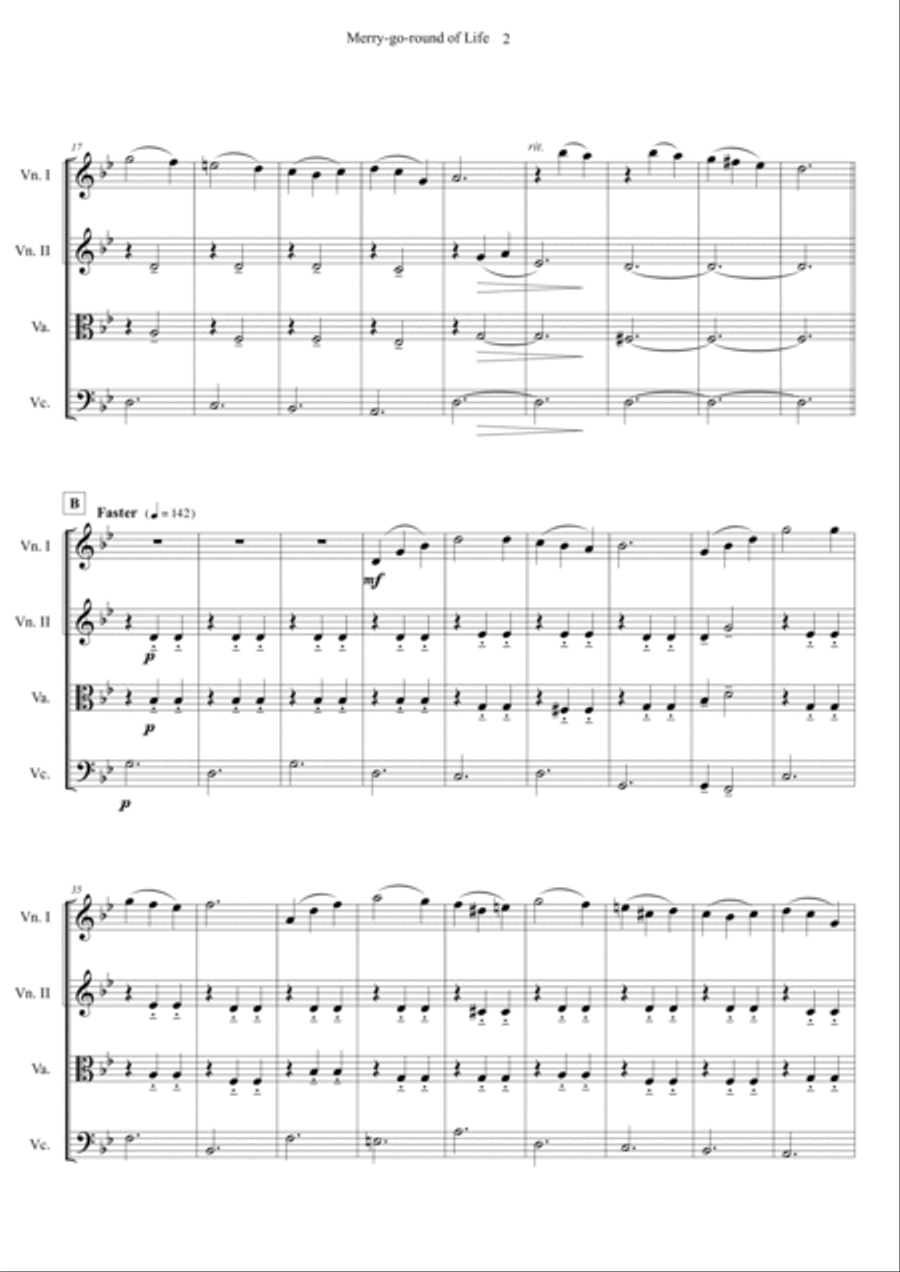 Merry-go-round Of Life String Quartet scores gallery preview page 2
