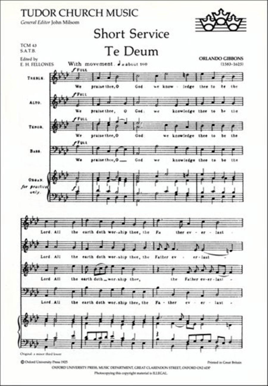 Short Service by Orlando Gibbons 4-Part - Sheet Music