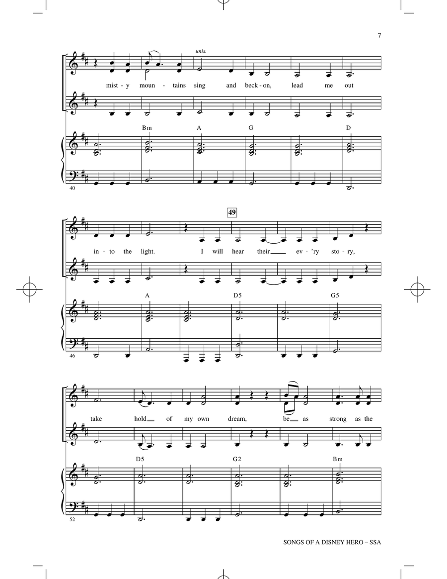 Songs of a Disney Hero SSA scores gallery preview page 6