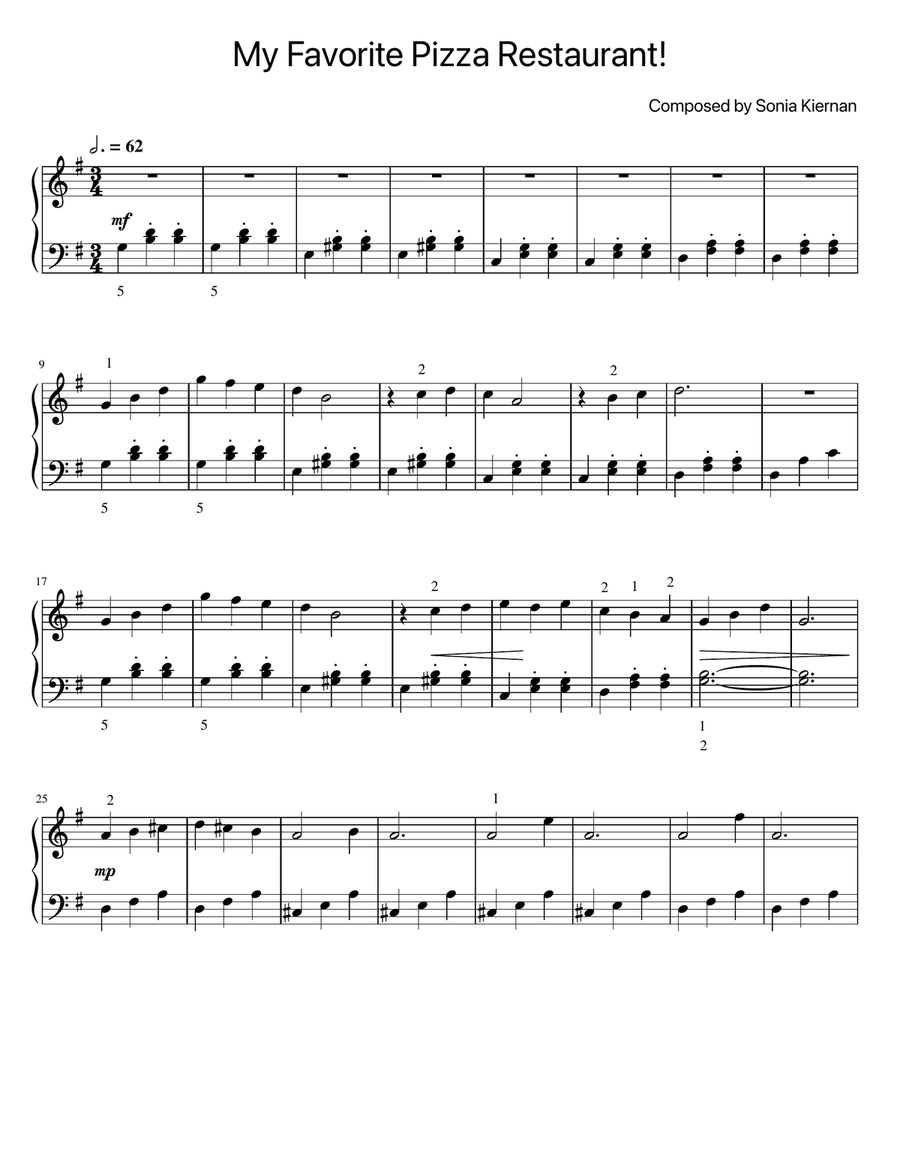 My Favorite Pizza Restaurant! Piano Solo scores gallery preview page 2