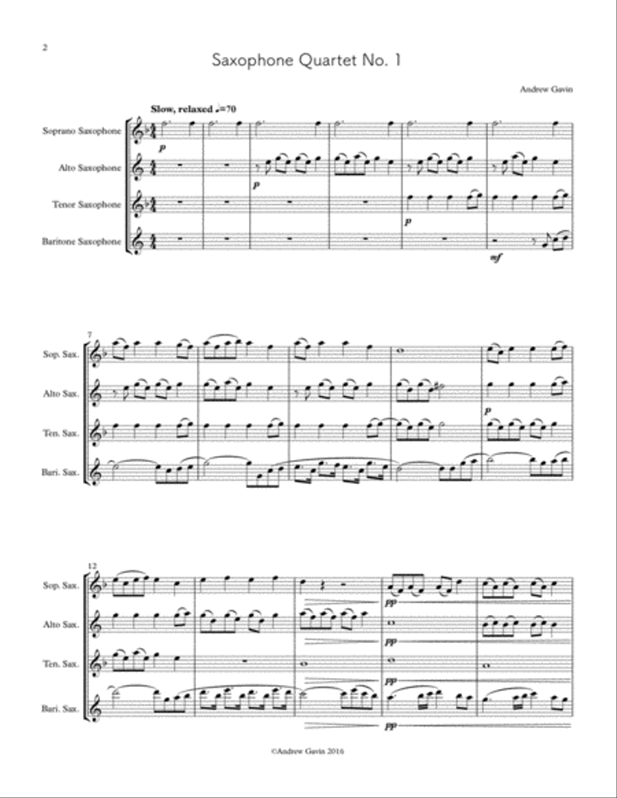 Saxophone Quartet No. 1 Saxophone Quartet scores gallery preview page 2