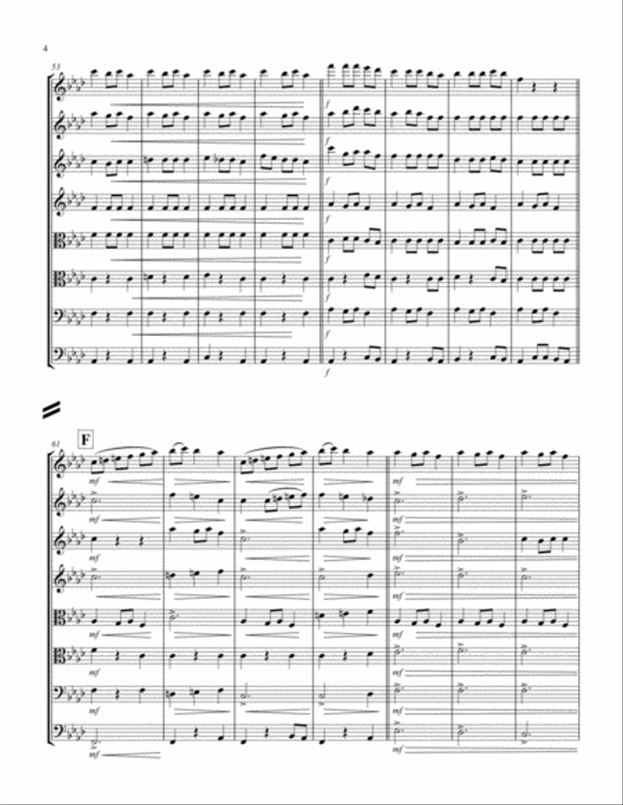Carol of the Bells (F min) (String Octet - 4 Violin, 2 Viola, 1 Cello, 1 Bass) Cello scores gallery preview page 4