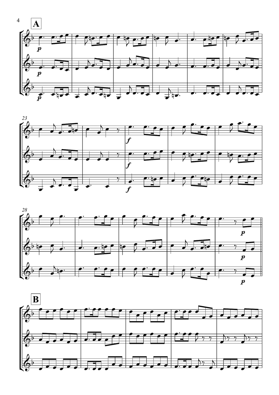 Clarinet Trio - Fa-la-la, Fa-la-la (A clarinets) Clarinet Trio scores gallery preview page 4