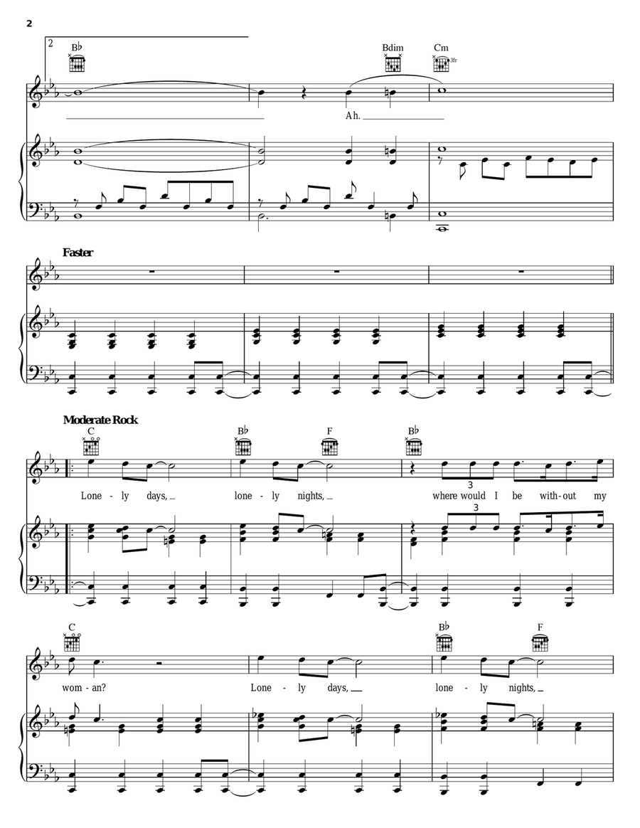 Lonely Days Lonely Days Piano, Vocal, Guitar scores gallery preview page 2
